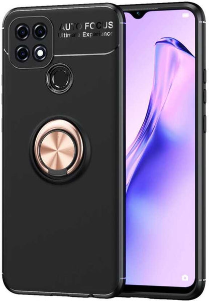 Oppo A15S Kılıf Mnc Ravel Silikon Kapak-Siyah-Rose Gold