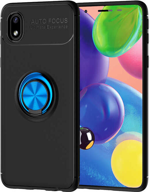 Galaxy A01 Core Kılıf Mnc Ravel Silikon Kapak-Siyah-Mavi