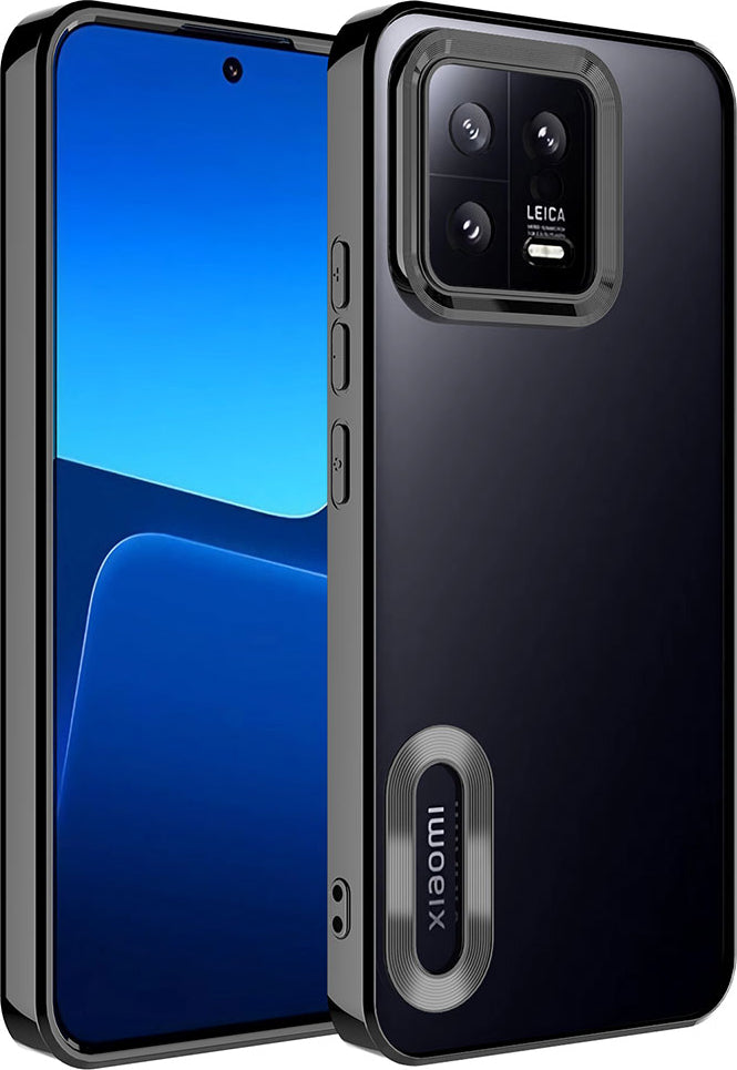 Xiaomi Mi 13 Kılıf Kamera Korumalı Logo Gösteren Mnc Omega Kapak-Siyah