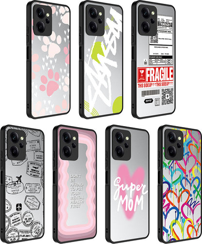 Xiaomi Poco X5 Pro Kılıf Aynalı Desenli Kamera Korumalı Parlak Mnc Mirror Kapak-Fragile