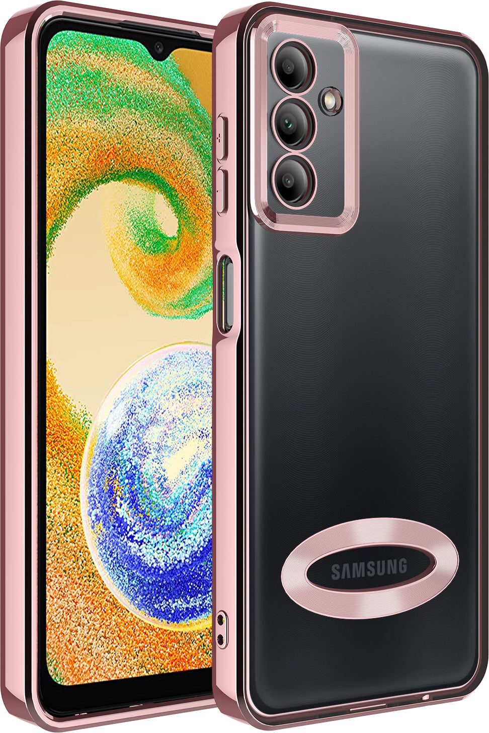 Galaxy A04S Kılıf Kamera Korumalı Logo Gösteren Mnc Omega Kapak-Rose Gold
