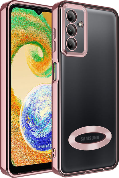 Galaxy A04S Kılıf Kamera Korumalı Logo Gösteren Mnc Omega Kapak-Rose Gold