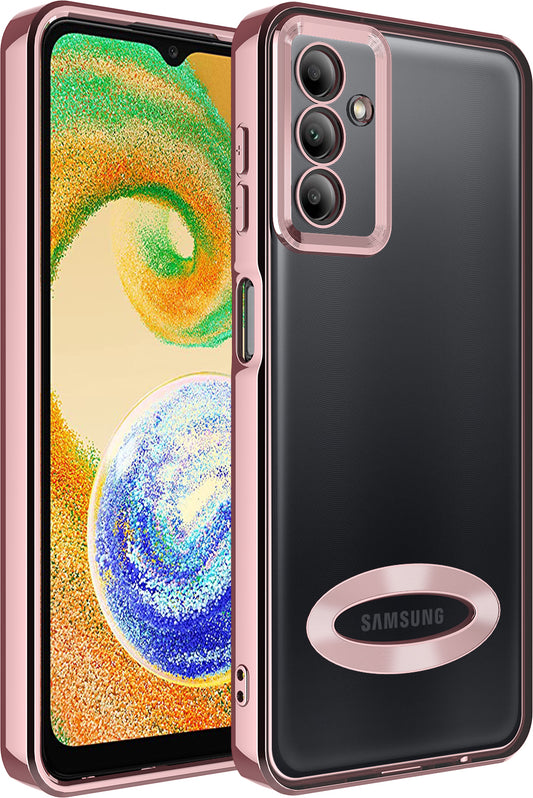 Galaxy A04S Kılıf Kamera Korumalı Logo Gösteren Mnc Omega Kapak-Rose Gold