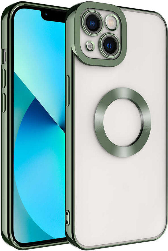 Apple iPhone 14 Plus Kılıf Kamera Korumalı Logo Gösteren Mnc Omega Kapak-Yeşil