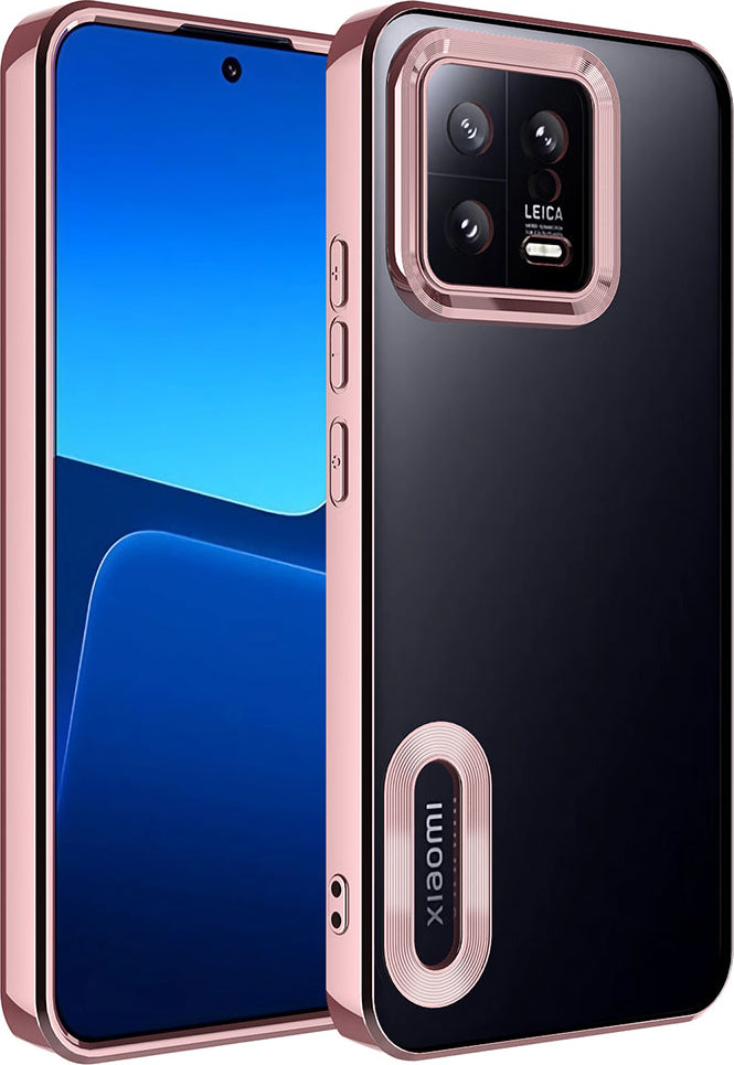 Xiaomi Mi 13 Kılıf Kamera Korumalı Logo Gösteren Mnc Omega Kapak-Rose Gold