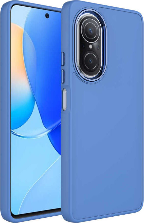 Huawei Nova 9 Se Kılıf Metal Çerçeve ve Buton Tasarımlı Silikon Mnc Luna Kapak-Lavendery Gray