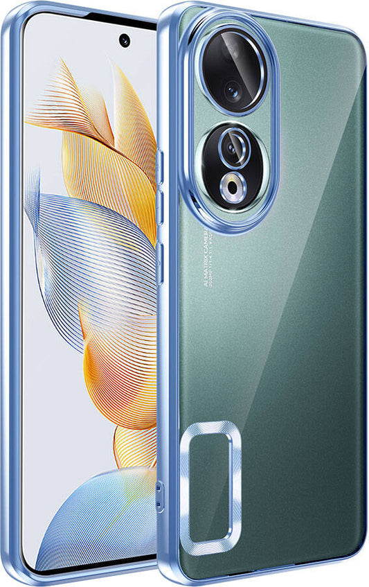 Huawei Honor 90 Kılıf Kamera Korumalı Logo Gösteren Mnc Omega Kapak-Sierra Mavi
