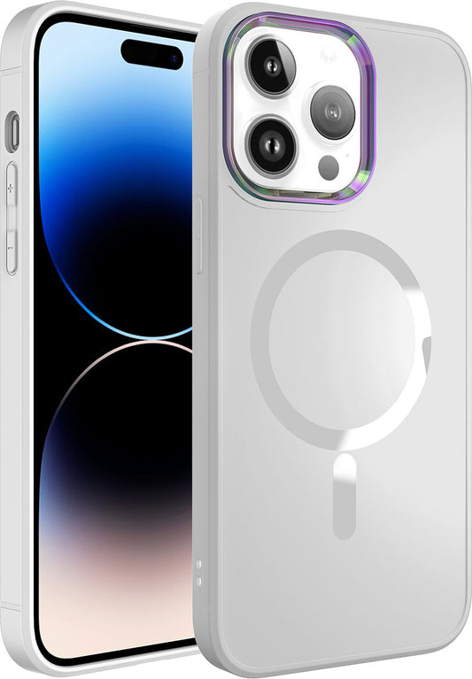 Apple iPhone 14 Pro Kılıf Magsafe Wireless Şarj Özellikli Mnc Stil Kapak-Beyaz