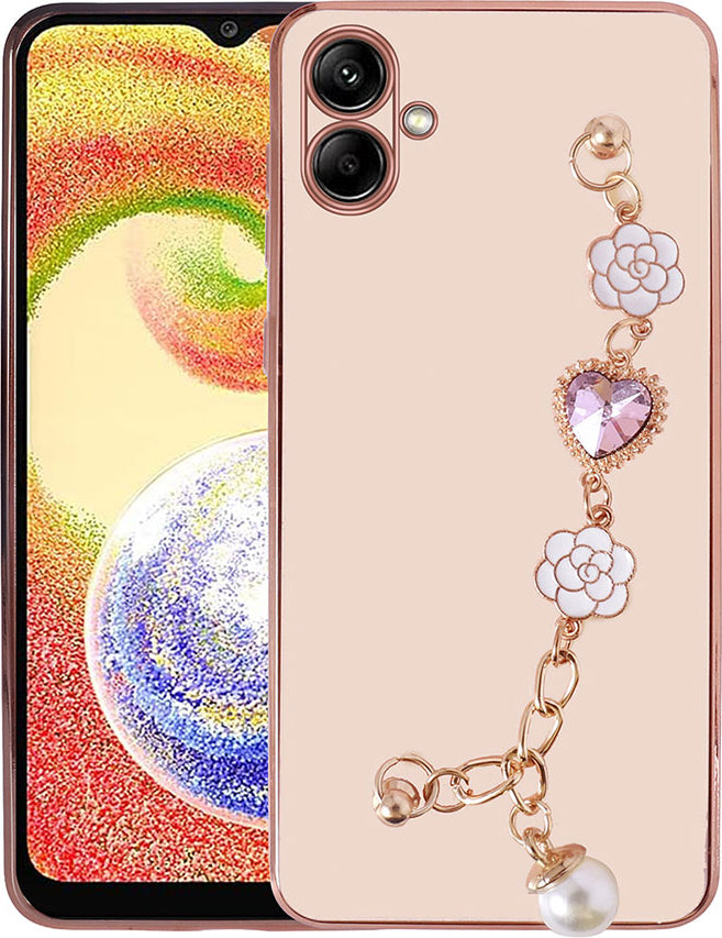 Galaxy A04 Kılıf El Tutamaçlı Kamera Korumalı Mnc Taka Silikon Kapak-Pembe