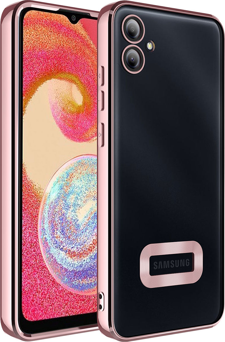 Galaxy A04E Kılıf Kamera Korumalı Logo Gösteren Mnc Omega Kapak-Rose Gold