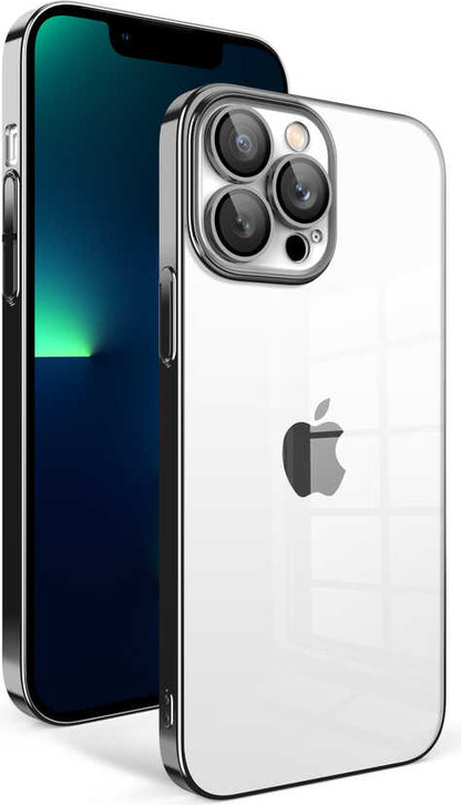 Apple iPhone 13 Pro Max Kılıf Kamera Korumalı Renkli Çerçeveli Mnc Garaj Kapak-Siyah