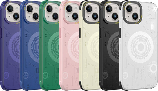 Apple iPhone 14 Plus Kılıf Mnc Wireless Şarj Özellikli Desenli Hot Kapak-Beyaz