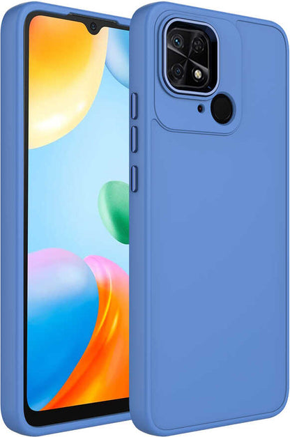 Xiaomi Redmi 10C Kılıf Metal Çerçeve ve Buton Tasarımlı Silikon Mnc Luna Kapak-Lavendery Gray