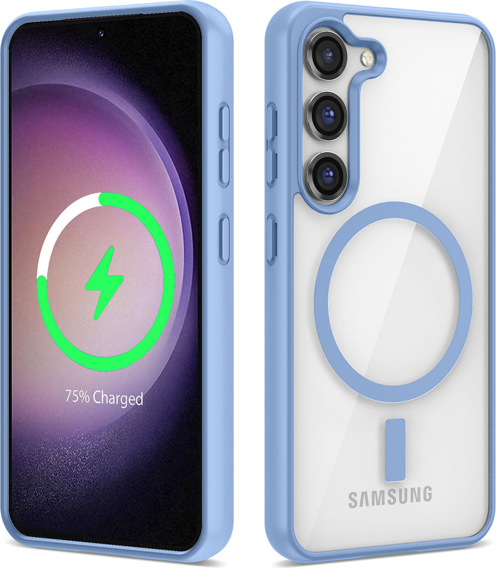 Galaxy S23 Kılıf Magsafe Wireless Şarj Özellikli Silikon Mnc Ege Kapak-Mavi