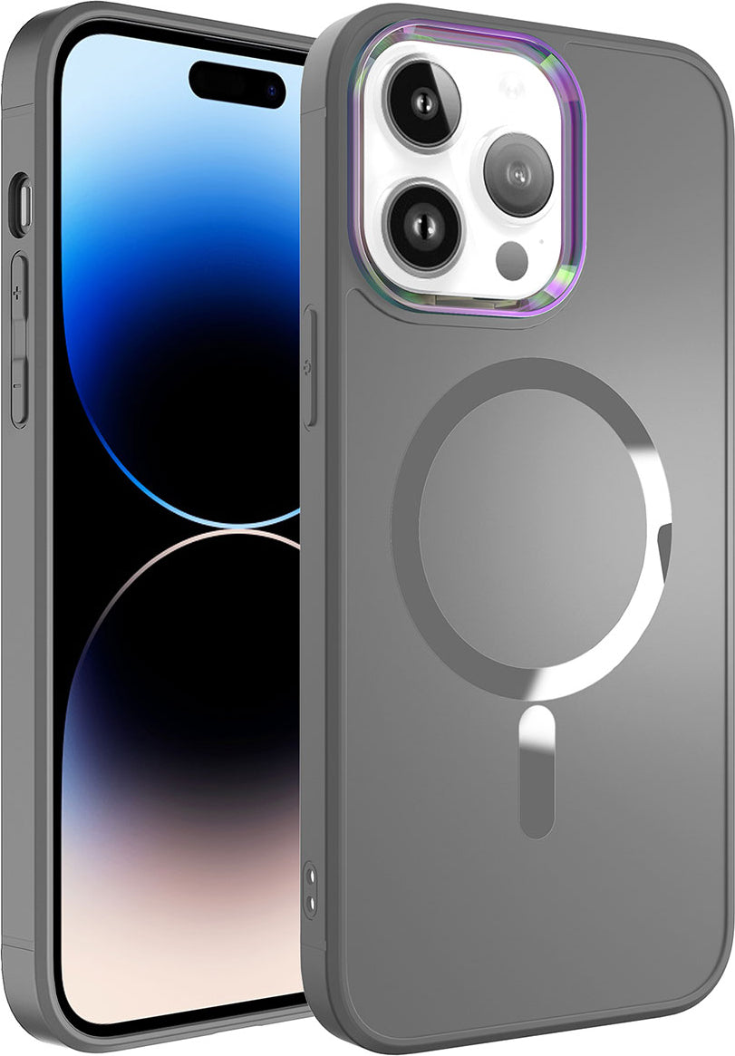 Apple iPhone 14 Pro Max Kılıf Magsafe Wireless Şarj Özellikli Mnc Stil Kapak-Siyah