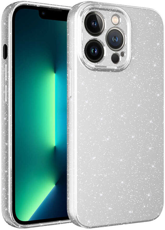 Apple iPhone 12 Pro Kılıf Kamera Korumalı Simli Lüks Mnc Koton Kapak-Beyaz