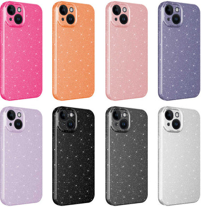 Apple iPhone 14 Plus Kılıf Kamera Korumalı Simli Lüks Mnc Koton Kapak-Gri