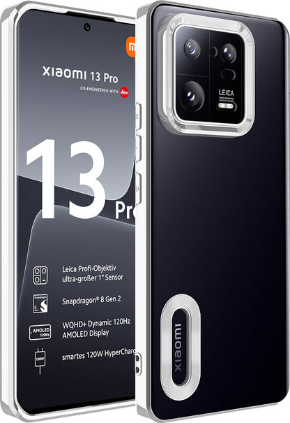 Xiaomi Mi 13 Pro Kılıf Kamera Korumalı Logo Gösteren Mnc Omega Kapak-Gümüş