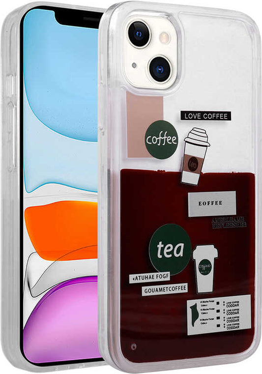 Apple iPhone 14 Kılıf Desenli Sıvılı Mnc Drink Silikon Kapak-No2