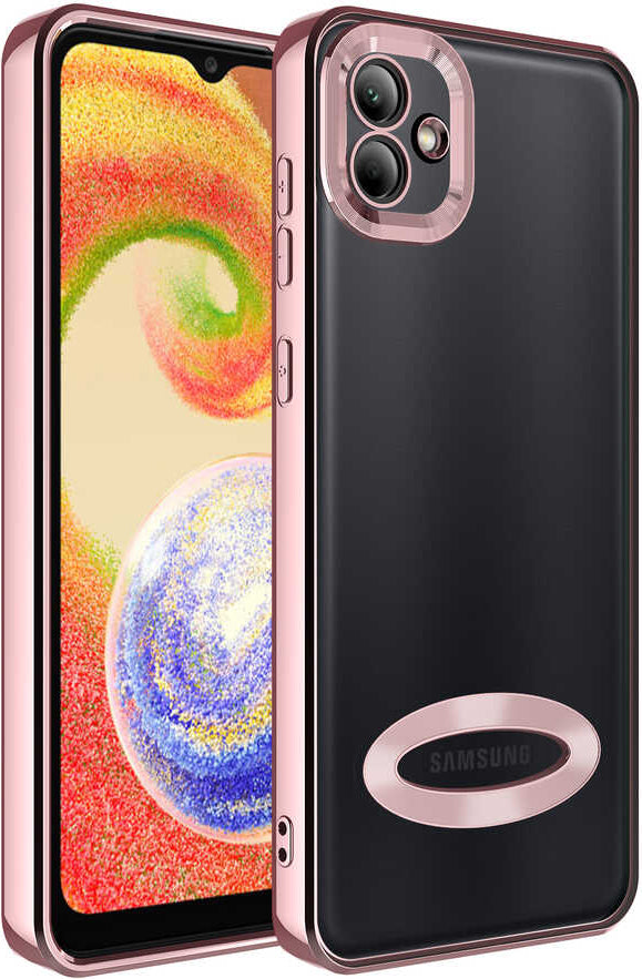 Galaxy A03 Kılıf Kamera Korumalı Logo Gösteren Mnc Omega Kapak-Rose Gold