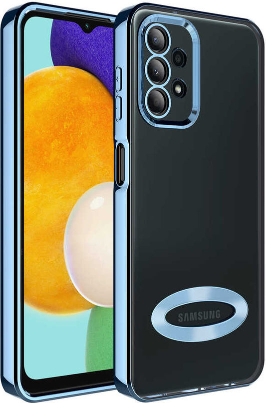 Galaxy A13 4g Kılıf Kamera Korumalı Logo Gösteren Mnc Omega Kapak-Sierra Mavi