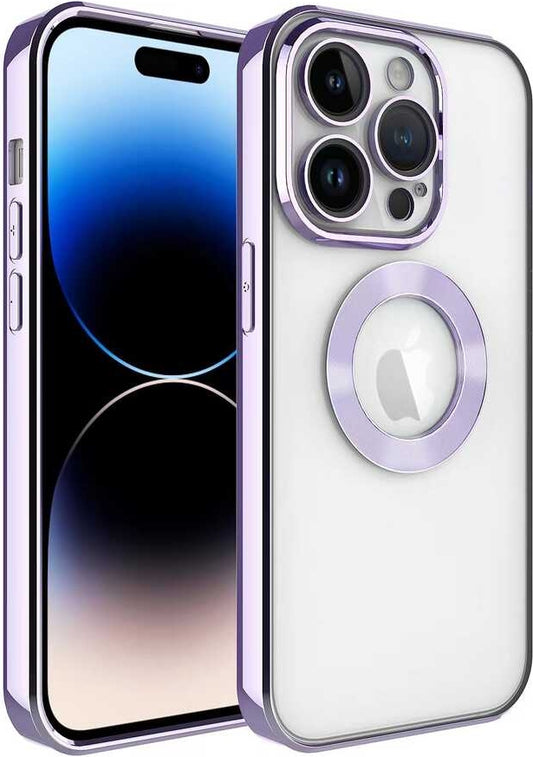 Apple iPhone 14 Pro Kılıf Kamera Korumalı Logo Gösteren Mnc Omega Kapak-Lila