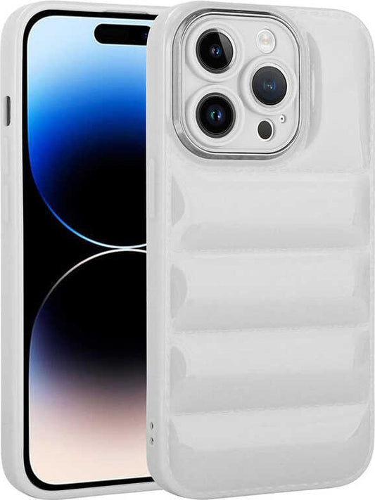 Apple iPhone 14 Pro Kılıf Kamera Korumalı Parlak Airbag'li Mnc Galya Kapak-Beyaz