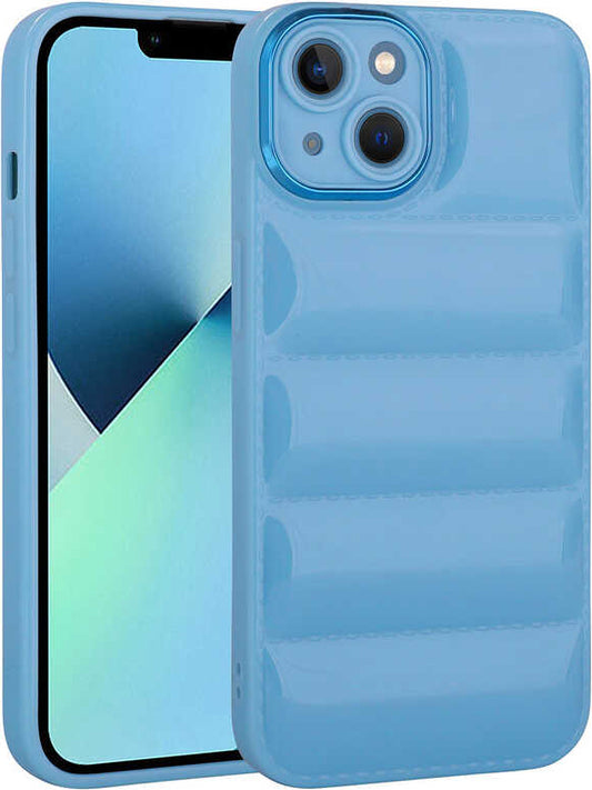 Apple iPhone 14 Plus Kılıf Kamera Korumalı Parlak Airbag'li Mnc Galya Kapak-Mavi