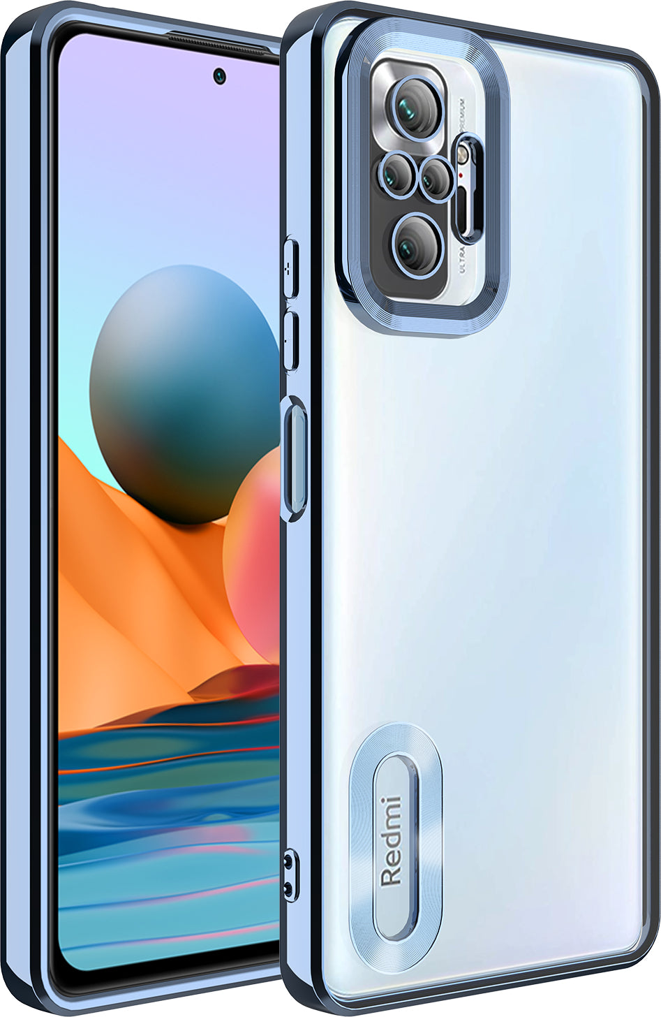 Xiaomi Redmi Note 10 Pro Kılıf Kamera Korumalı Logo Gösteren Mnc Omega Kapak-Sierra Mavi