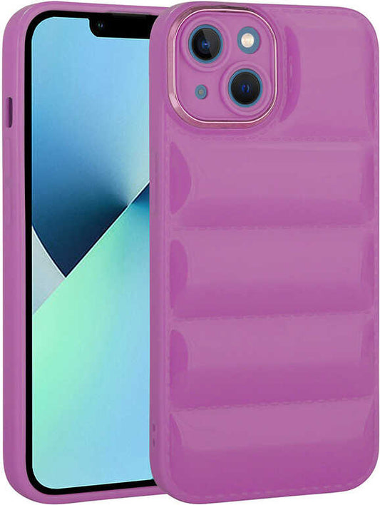 Apple iPhone 14 Plus Kılıf Kamera Korumalı Parlak Airbag'li Mnc Galya Kapak-Mor