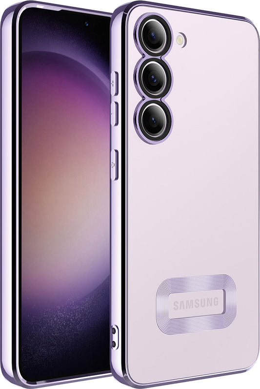 Galaxy S23 Plus Kılıf Kamera Korumalı Logo Gösteren Mnc Omega Kapak-Lila