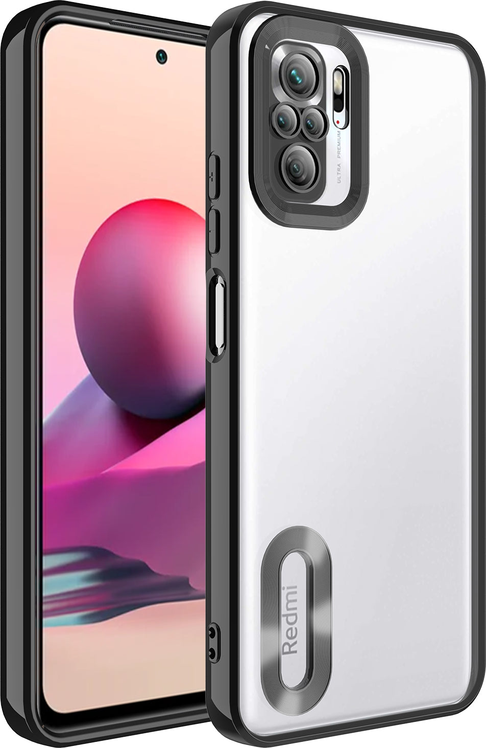 Xiaomi Redmi Note 10 Kılıf Kamera Korumalı Logo Gösteren Mnc Omega Kapak-Siyah