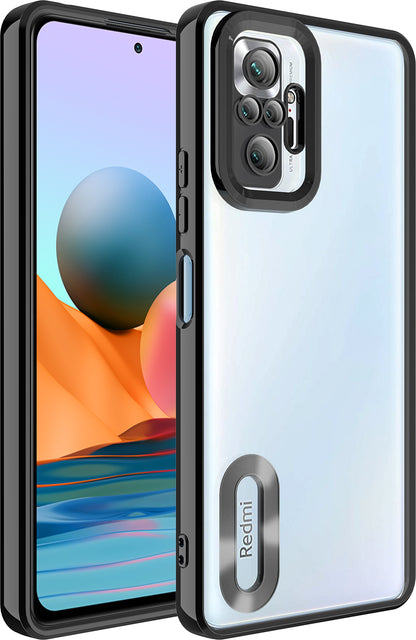 Xiaomi Redmi Note 10 Pro Kılıf Kamera Korumalı Logo Gösteren Mnc Omega Kapak-Siyah
