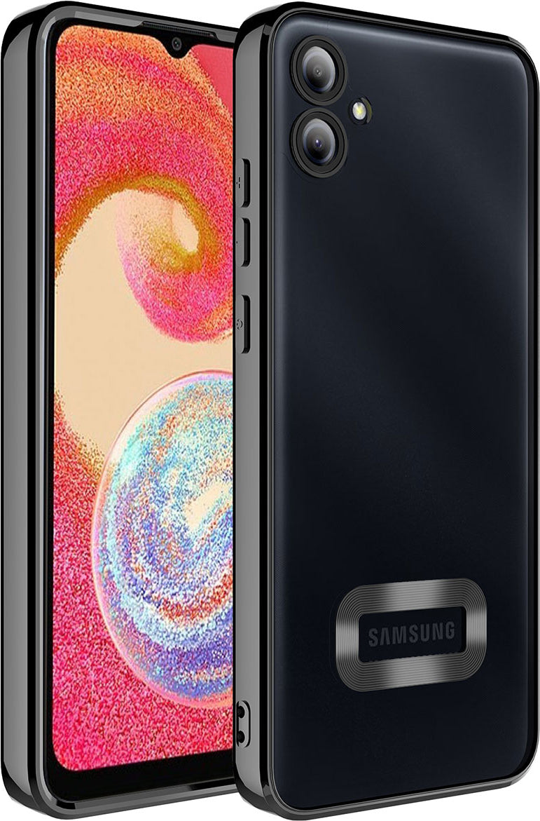 Galaxy A04E Kılıf Kamera Korumalı Logo Gösteren Mnc Omega Kapak-Siyah