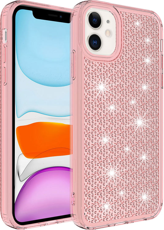 Apple iPhone 11 Kılıf Airbagli Parlak Tasarımlı Mnc Snow Kapak-Pembe