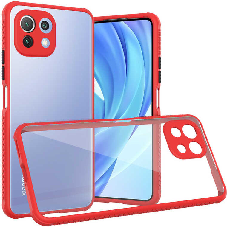 Xiaomi Mi 11 Lite Kılıf mnc Kaff Kapak-Kırmızı