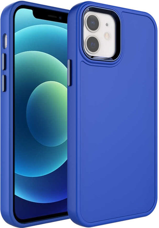 Apple iPhone 11 Kılıf Metal Çerçeve ve Buton Tasarımlı Sert Mnc Botox Kapak-Saks Mavi