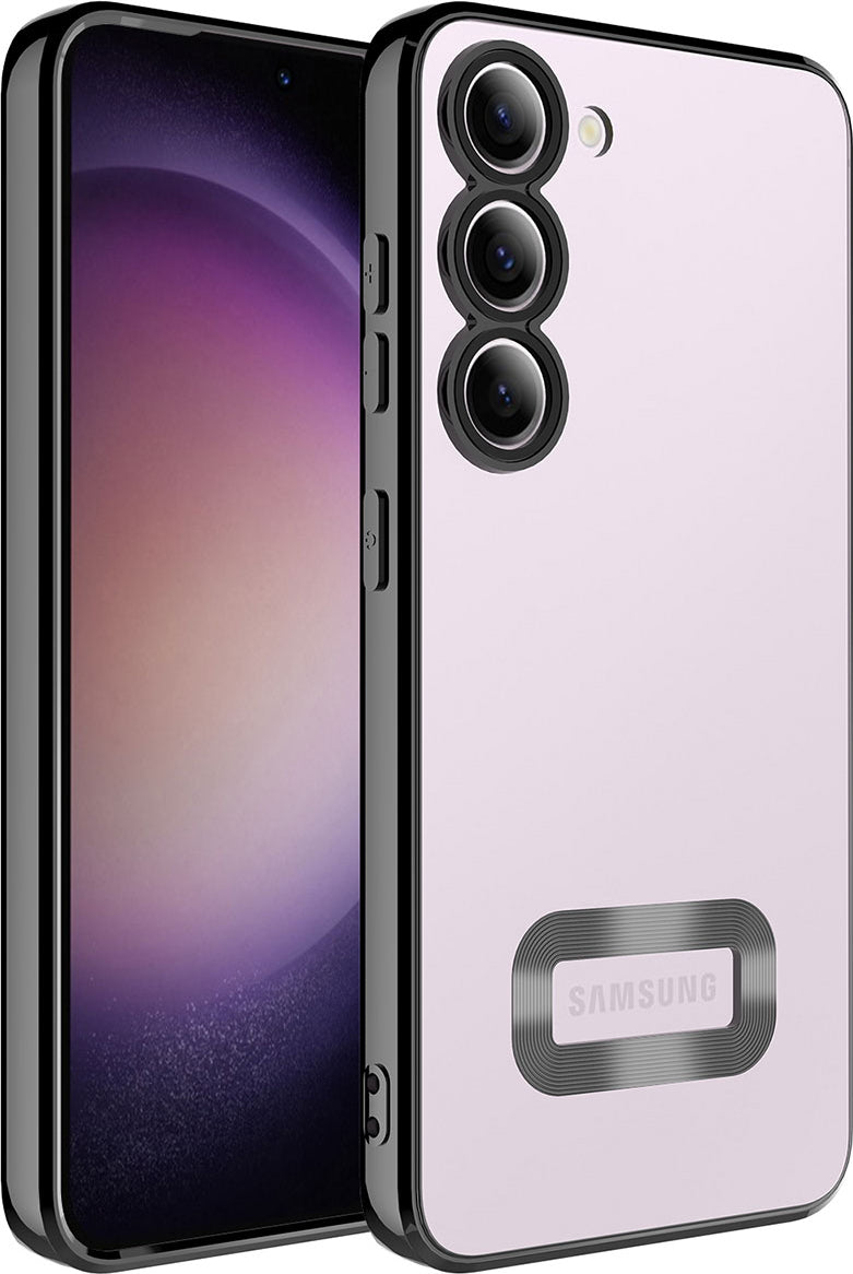 Galaxy S23 Plus Kılıf Kamera Korumalı Logo Gösteren Mnc Omega Kapak-Siyah