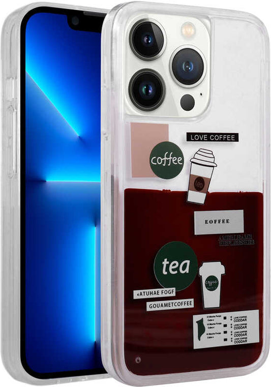 Apple iPhone 14 Pro Kılıf Desenli Sıvılı Mnc Drink Silikon Kapak-No2