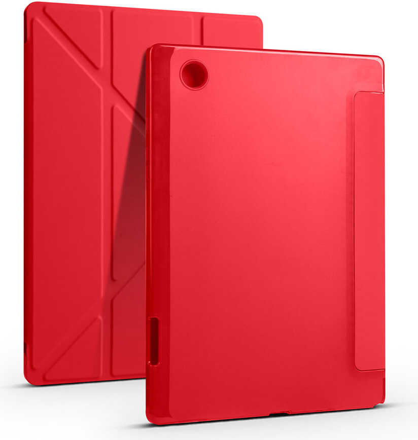 Galaxy Tab A8 10.5 SM-X200 (2021) Kılıf  Uyumlu Mnc Tri Folding Kalem Bölmeli Standlı Kılıf-Kırmızı