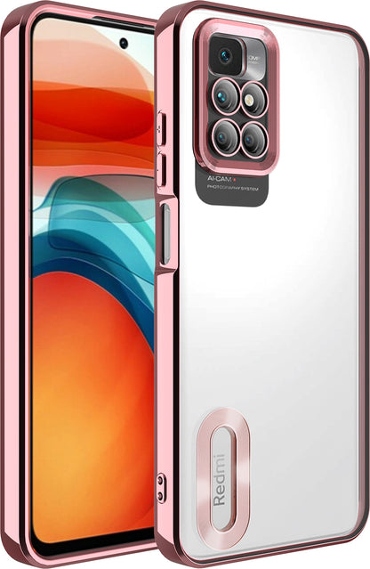 Xiaomi Redmi 10 Kılıf Kamera Korumalı Logo Gösteren Mnc Omega Kapak-Rose Gold