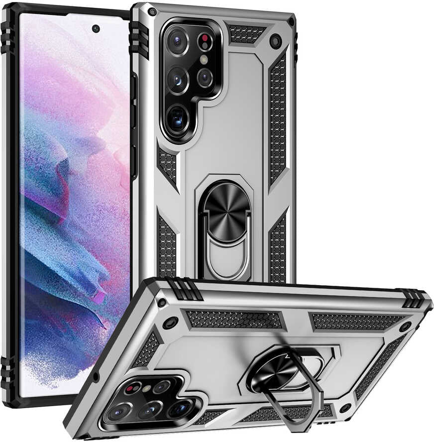 Galaxy S22 Ultra Kılıf Mnc Vega Kapak-Gri