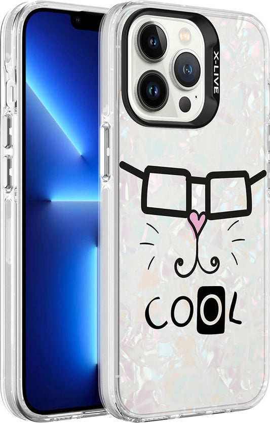Apple iPhone 13 Pro Kılıf Mermer Desenli Mnc Marbello Kapak-Beyaz