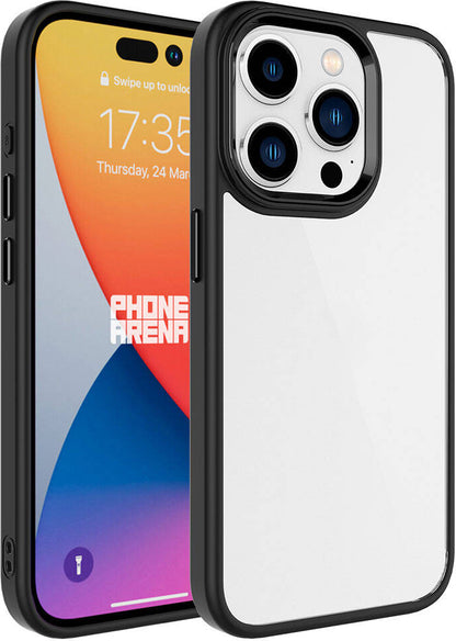 Apple iPhone 15 Pro Kılıf Mnc Krom Kapak-Siyah