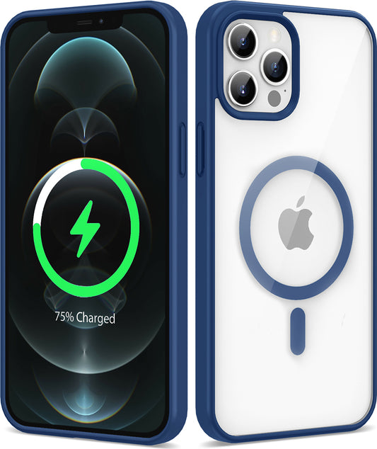 Apple iPhone 12 Pro Max Kılıf Magsafe Wireless Şarj Özellikli Silikon Mnc Ege Kapak-Mavi