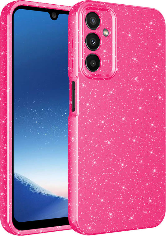 Galaxy A24 Kılıf Kamera Korumalı Simli Lüks Mnc Koton Kapak-Pembe Koyu