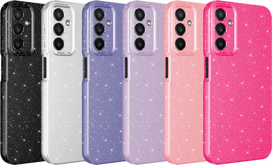 Galaxy A24 Kılıf Kamera Korumalı Simli Lüks Mnc Koton Kapak-Pembe Koyu
