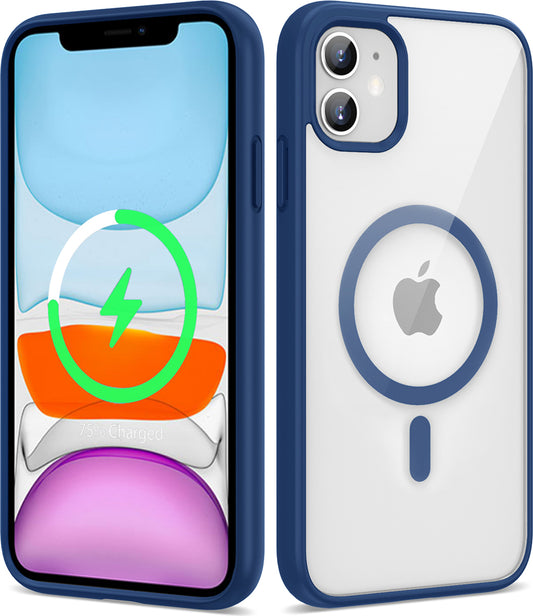 Apple iPhone 11 Kılıf Magsafe Wireless Şarj Özellikli Silikon Mnc Ege Kapak-Mavi