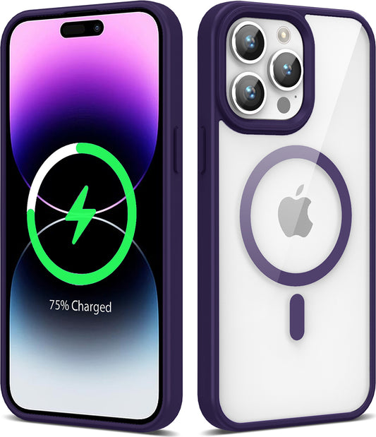 Apple iPhone 14 Pro Max Kılıf Magsafe Wireless Şarj Özellikli Silikon Mnc Ege Kapak-Derin Mor