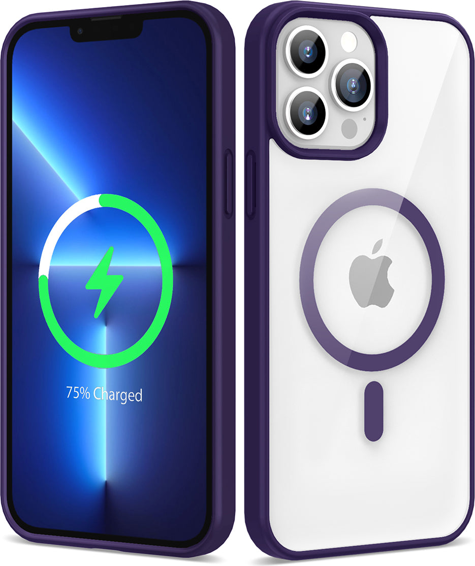 Apple iPhone 13 Pro Max Kılıf Magsafe Wireless Şarj Özellikli Silikon Mnc Ege Kapak-Derin Mor